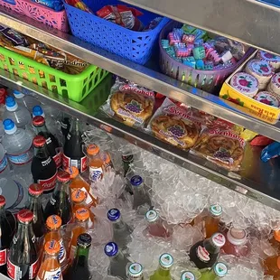 a cooler filled with drinks