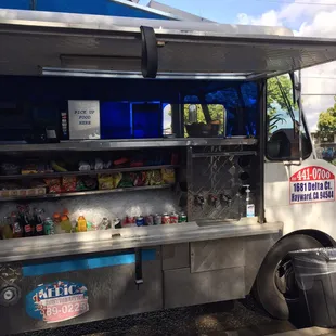 a food truck parked in a parking lot