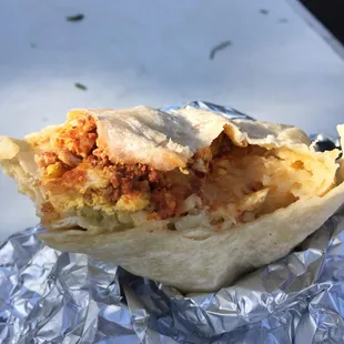 the inside of a burrito