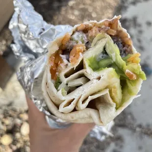 Inside the veggie burrito