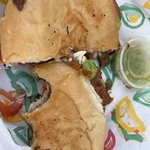 Pork and steak torta that my husband can never let the camera eat first for