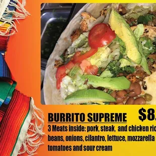 burrito supreme $ 8 00