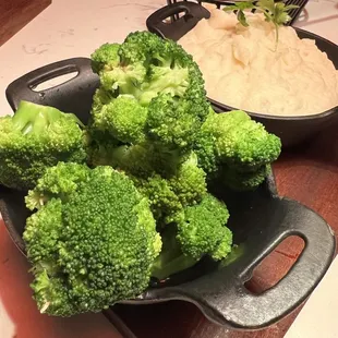 Broccoli and mash.