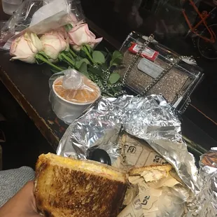 Lobster grilled cheese to go and tomatoe soup