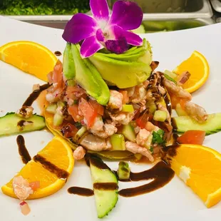 Tostadas de ceviche de camarones!