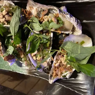 Grilled oyster with scallion oil