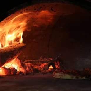 a pizza being cooked