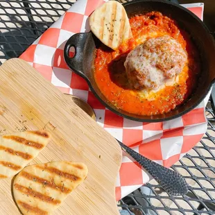 a skillet of food