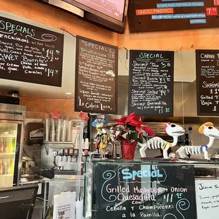 Specials menu and decor