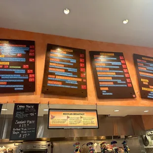 menus on the wall