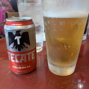 Tecate cerveza in a chilled glass