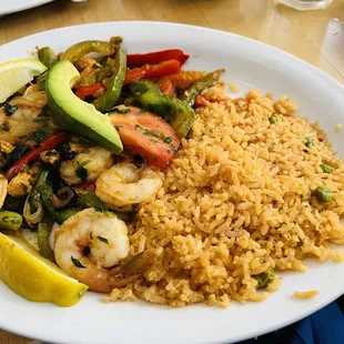 Grilled shrimp and veggies was a healthy choice minus rice I didn&apos;t eat. It needed more seasoning.
