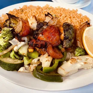a plate of vegetables and rice