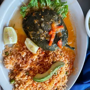 Chile Relleno de Mariscos: Would have hoped for more chunks of seafood and less mushy, but had a great flavor!