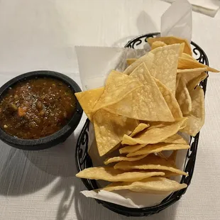 Chips &amp; Salsa~ The tortilla chips were a bit hard for my liking, but I liked the salsa! They come complimentary to your table!