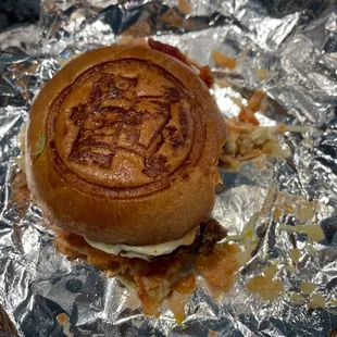 a sandwich on a piece of tin foil