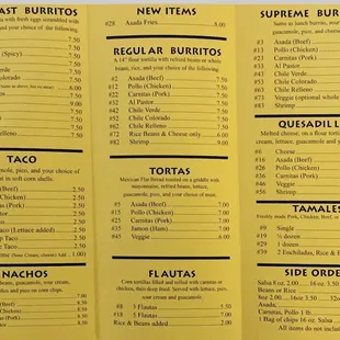 La Campana Taqueria Menu February 2022