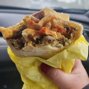 Spicy burrito but in the picture just look like every other breakfast burrito.