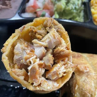 Inside of the chicken chimichanga
