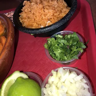 Condiments for caldo de res