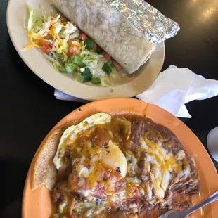 Huevos Rancheros and Bean &amp; Cheese Burrito