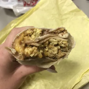 Egg and bean breakfast burrito