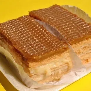 two pieces of cake on a plate