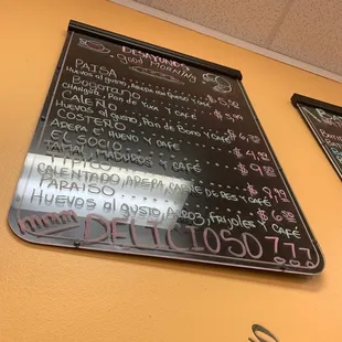 Breakfast menu