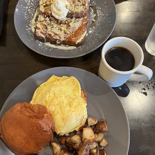 Lemon Pound Cake French Toast &amp; Breakfast Sandwich with Potatoes