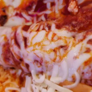 Ground beef enchilada was cheesy
