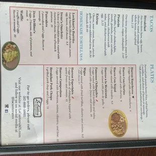menu