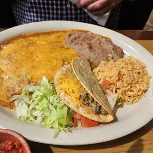Mexican plate with 3 enchiladas instead of the normal 2 a most places.