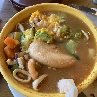 Seafood soup has so much goodness.. I order it almost every time I'm here.