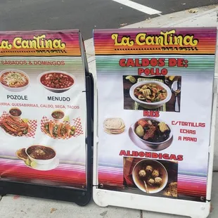Menu signage out front