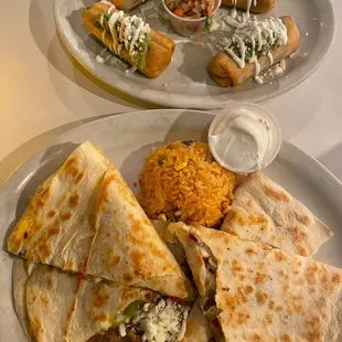 Mini Chimichangas &amp; Vegetarian Grilled Quesadilla