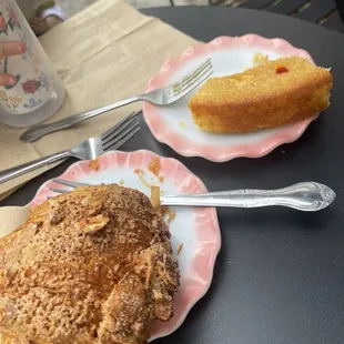 Almond croissant and olive oil cake
