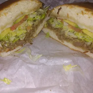 a sandwich cut in half