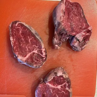 Two of the the filets are ok. The third one is mangled. Hardly resembles a prime grade filet mignon.