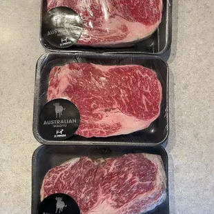 Australian waygu ribeye steaks.