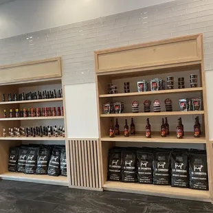 shelves of food