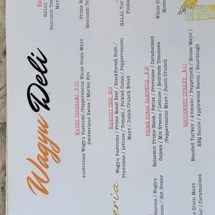 Deli menu