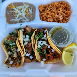 Thursday Special: Three Taco Plate with beans and rice