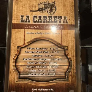 a sign for the restaurant