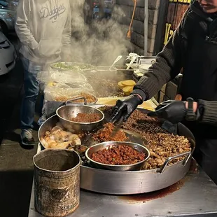 a man preparing food