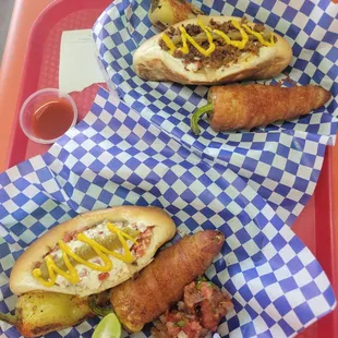Sonoran dogs with chilies