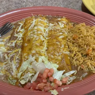 Beef enchilada dinner