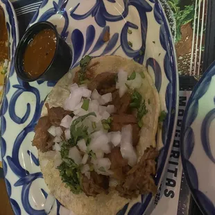 Brisket Taco with onions &amp; cilantro