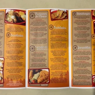 Menu, inside Tri-fold
