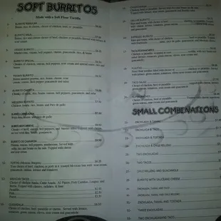 a menu for a mexican restaurant