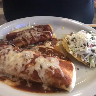 Husbands 3 Items Lunch Combo, delicious enchilada , tostada and burrito